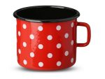 Red pot with dots 0.62 l 10 cm