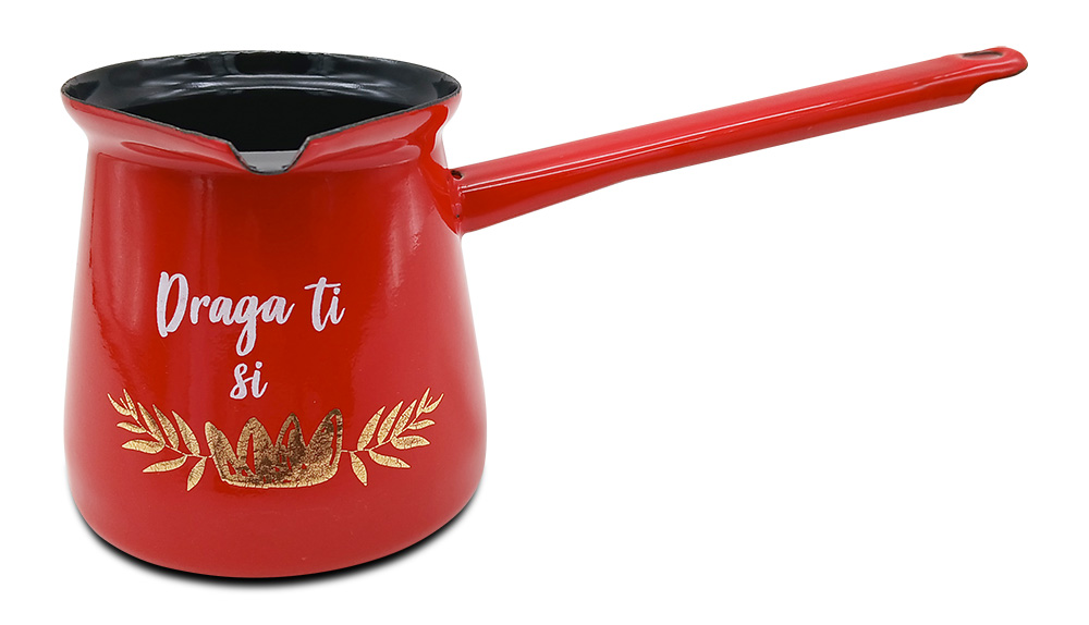 rdeca dz draga ti si Džezva rdeča "Draga ti si kraljica" 0,4l - slika 1